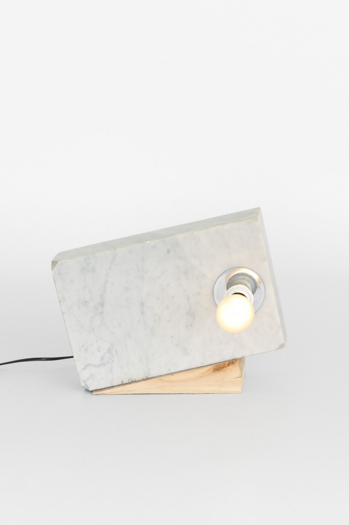 Marble, socket, electrical wire and light bulb